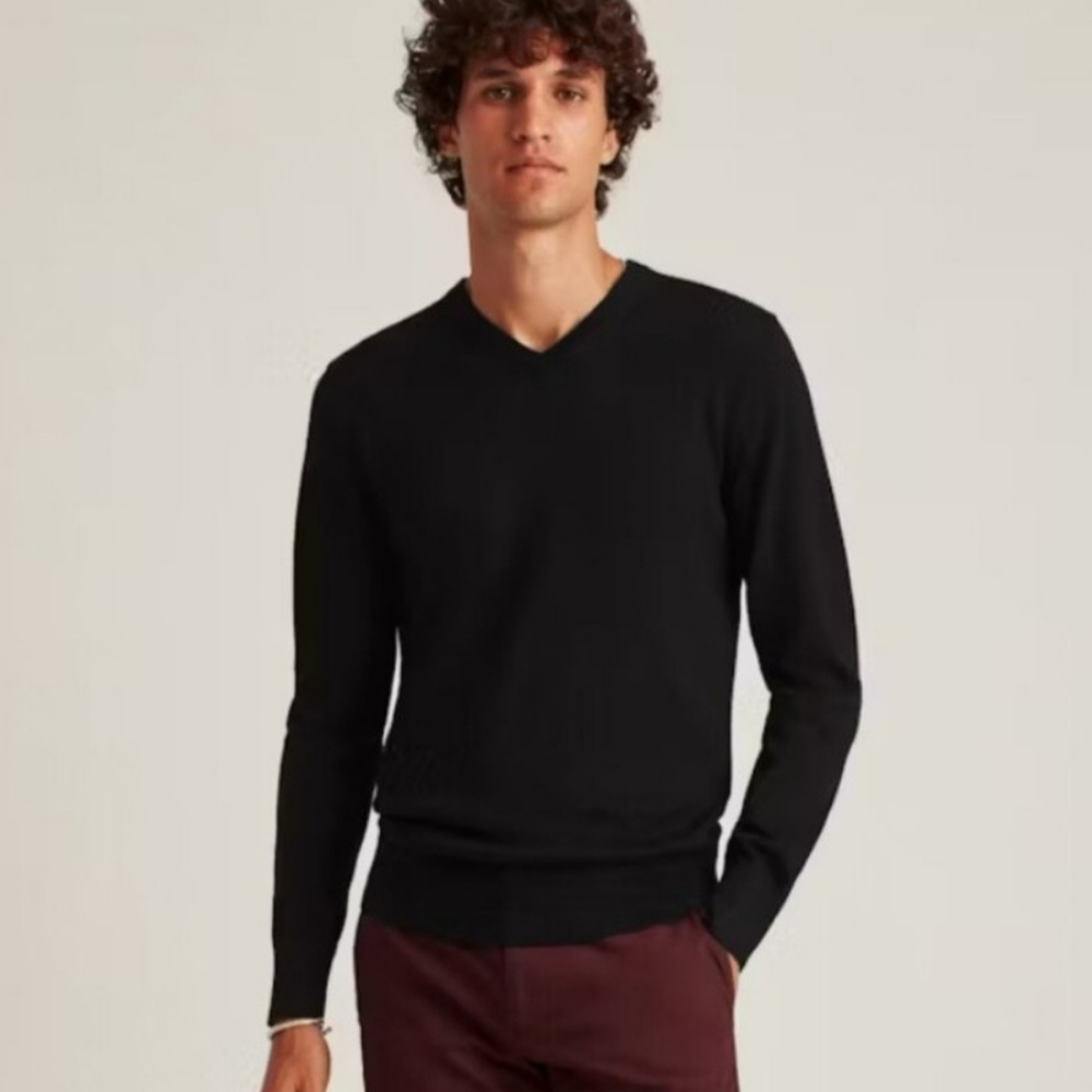 Bonobos Extra Fine Merino Wool V-Neck Sweater in Black.size XXL - NWOT